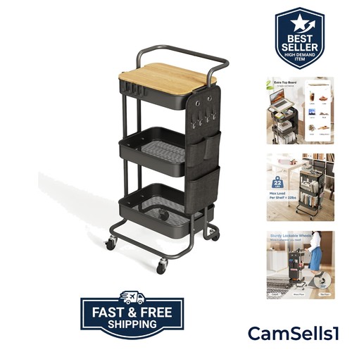 Durable tier black - 3-tier, rolling